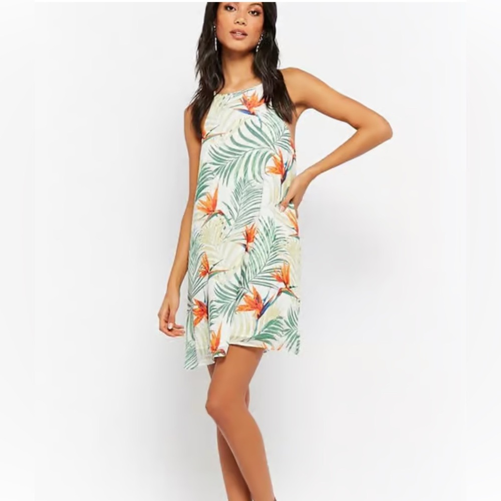 Gorgeous EUC Forever 21 tropical keyhole mini dress